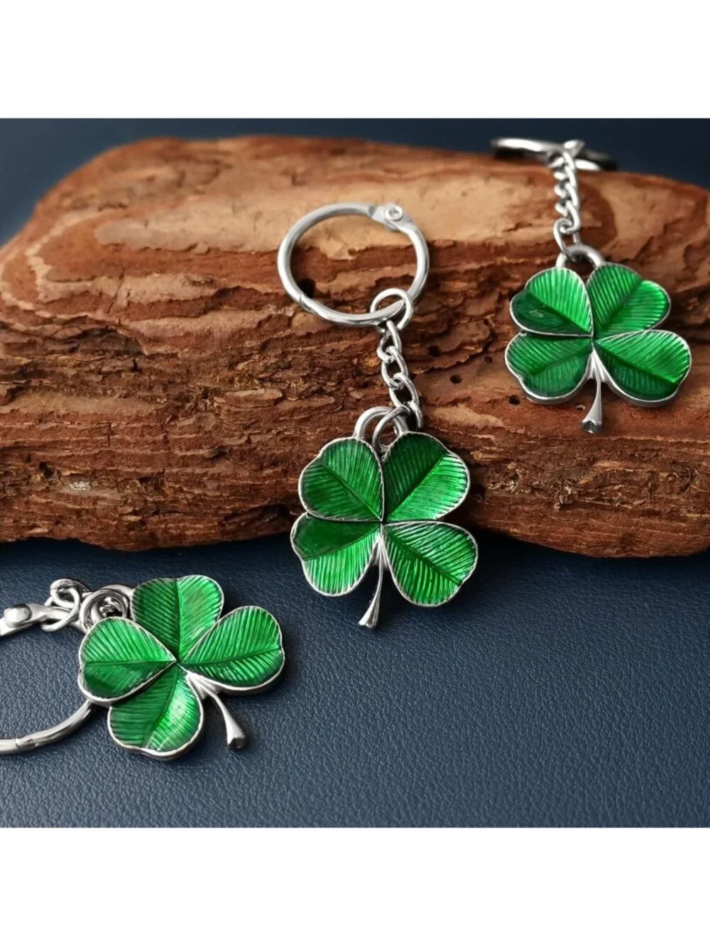 Vintage Four Leaf Clover Keychain | Shamrock Good Luck Charm | St. Patrick's Day